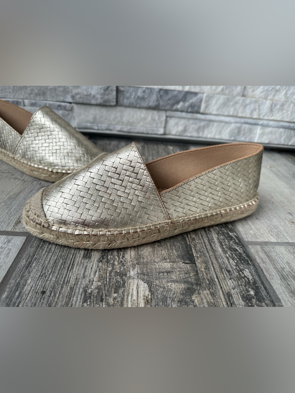 Lollans Gold Leather Espadrilles Made in Spain 🇪🇸 Size 41
